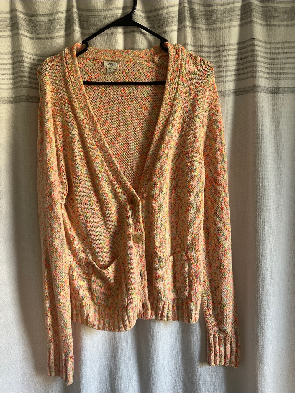 J. Crew Peach Multi-Speckle V-Neck Cardigan